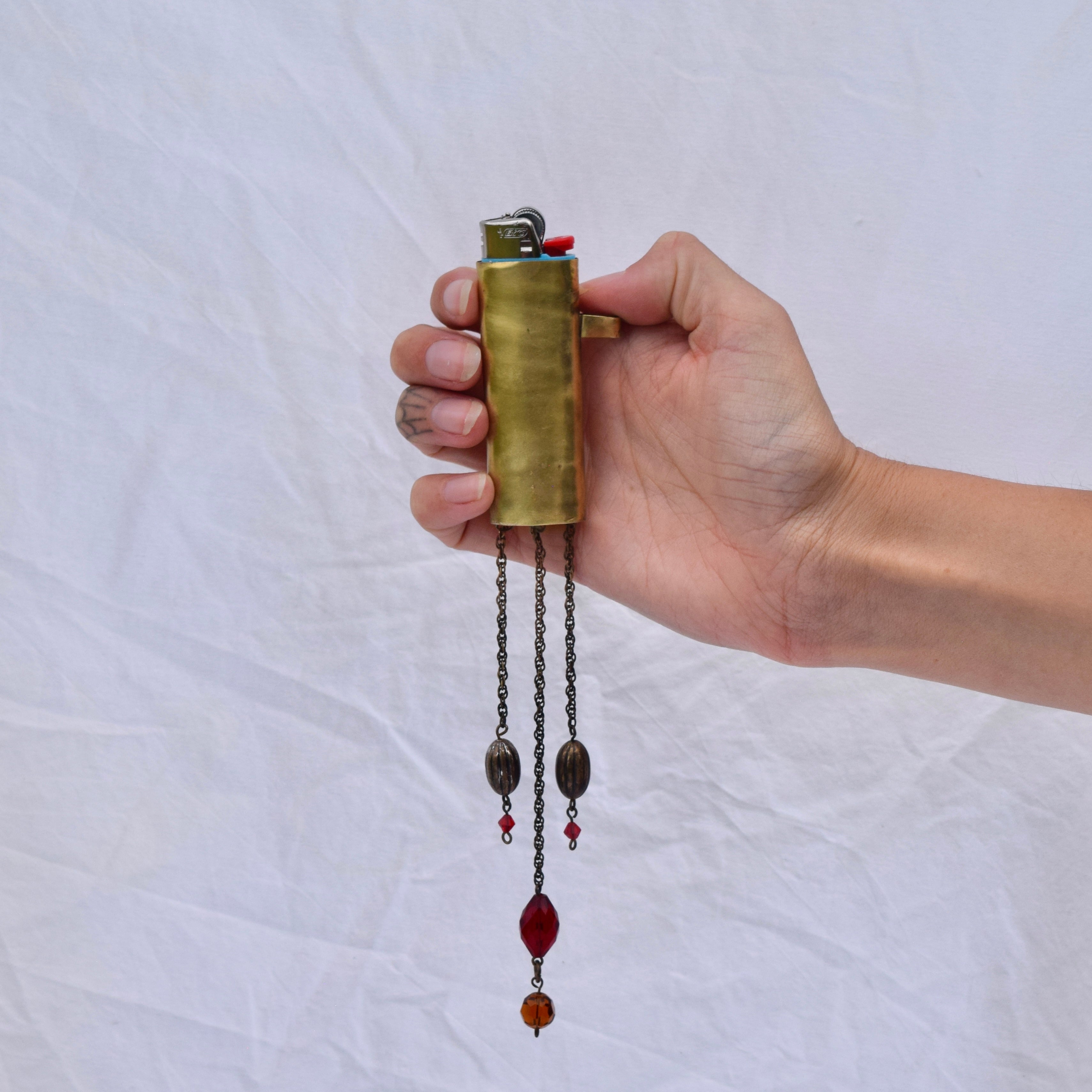 Dangling Charm Keychain Bronze Lighter Case